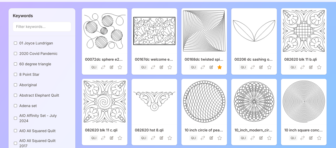 Pattern Grid View - Browse over 15,000 quilting patterns